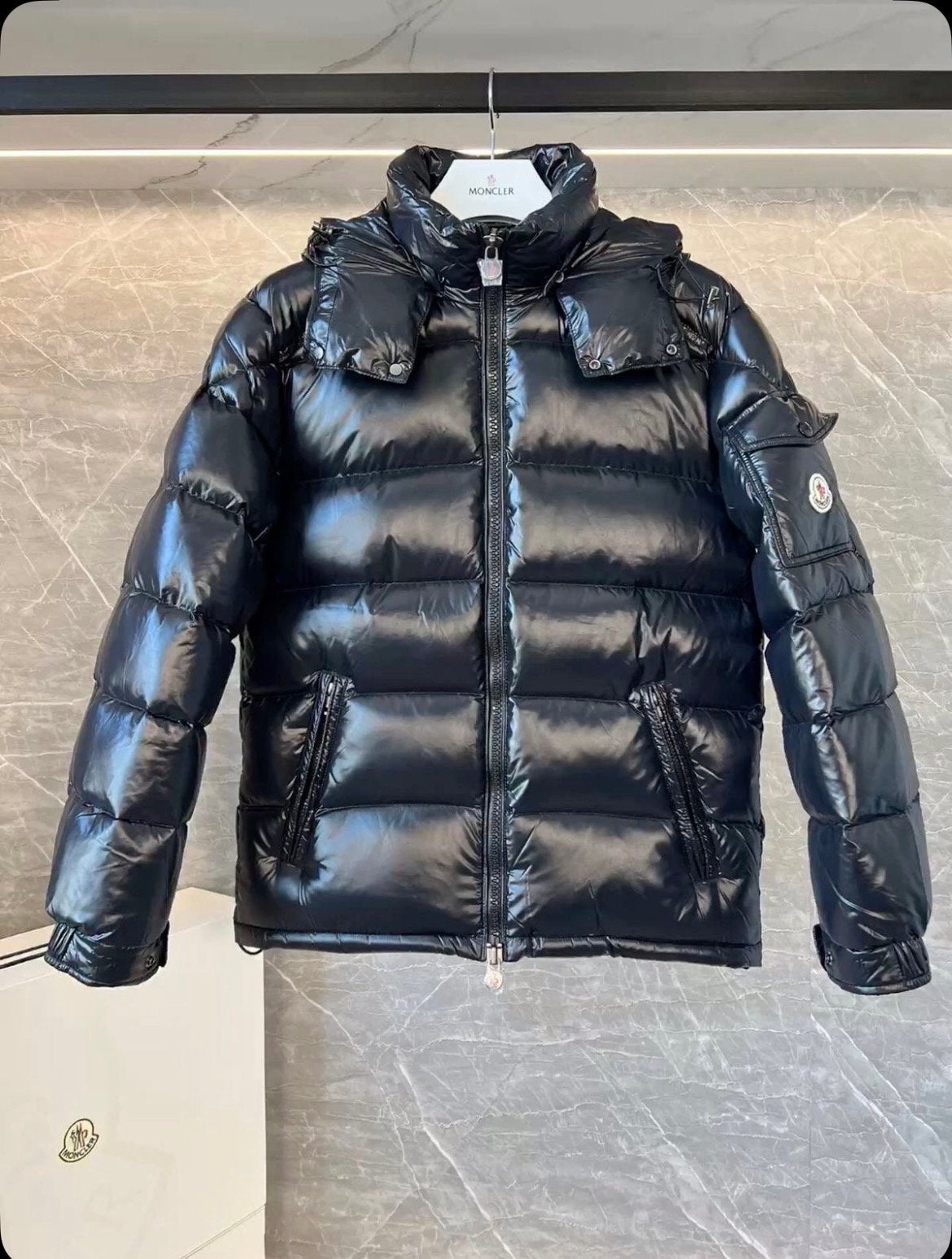 Moncler Maya Puffer Jas Zwart, Kleding | Dames, Jassen | Winter, Nieuw, Maat 38/40 (M), Zwart, Verzenden