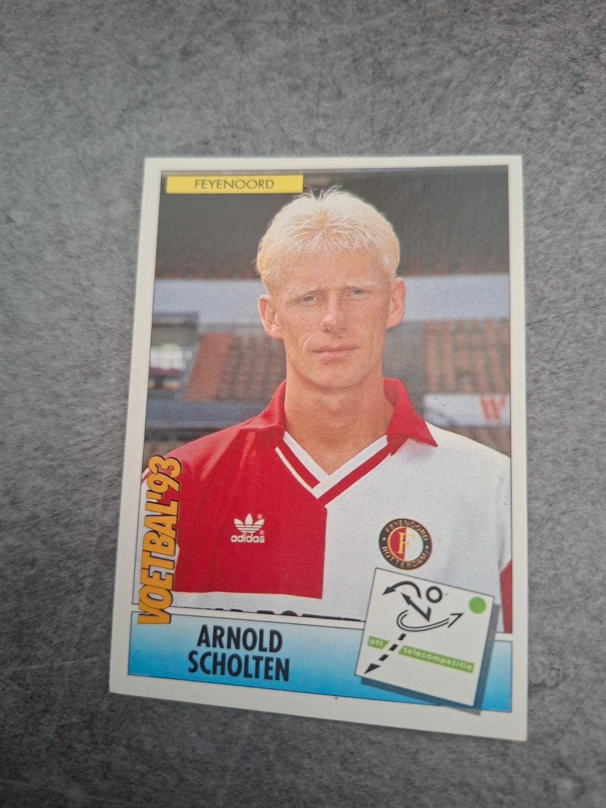 Panini sticker Voetbal 93. Arnold Scholten Feyenoordm, Ophalen of Verzenden, Zo goed als nieuw, Sticker