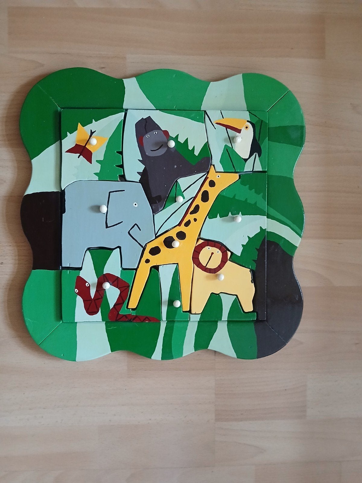 Houten Dierenpuzzel - Jungle Avontuur voor Kleintjes, 2 tot 4 jaar, Gebruikt, Ophalen of Verzenden, Van hout