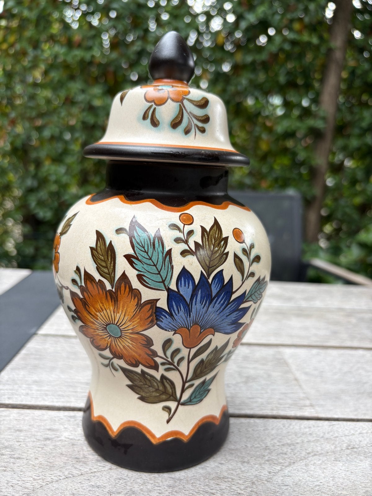 Vintage Flora Gouda Plateel Holland Handwerk vaas 22 cm, Ophalen of Verzenden