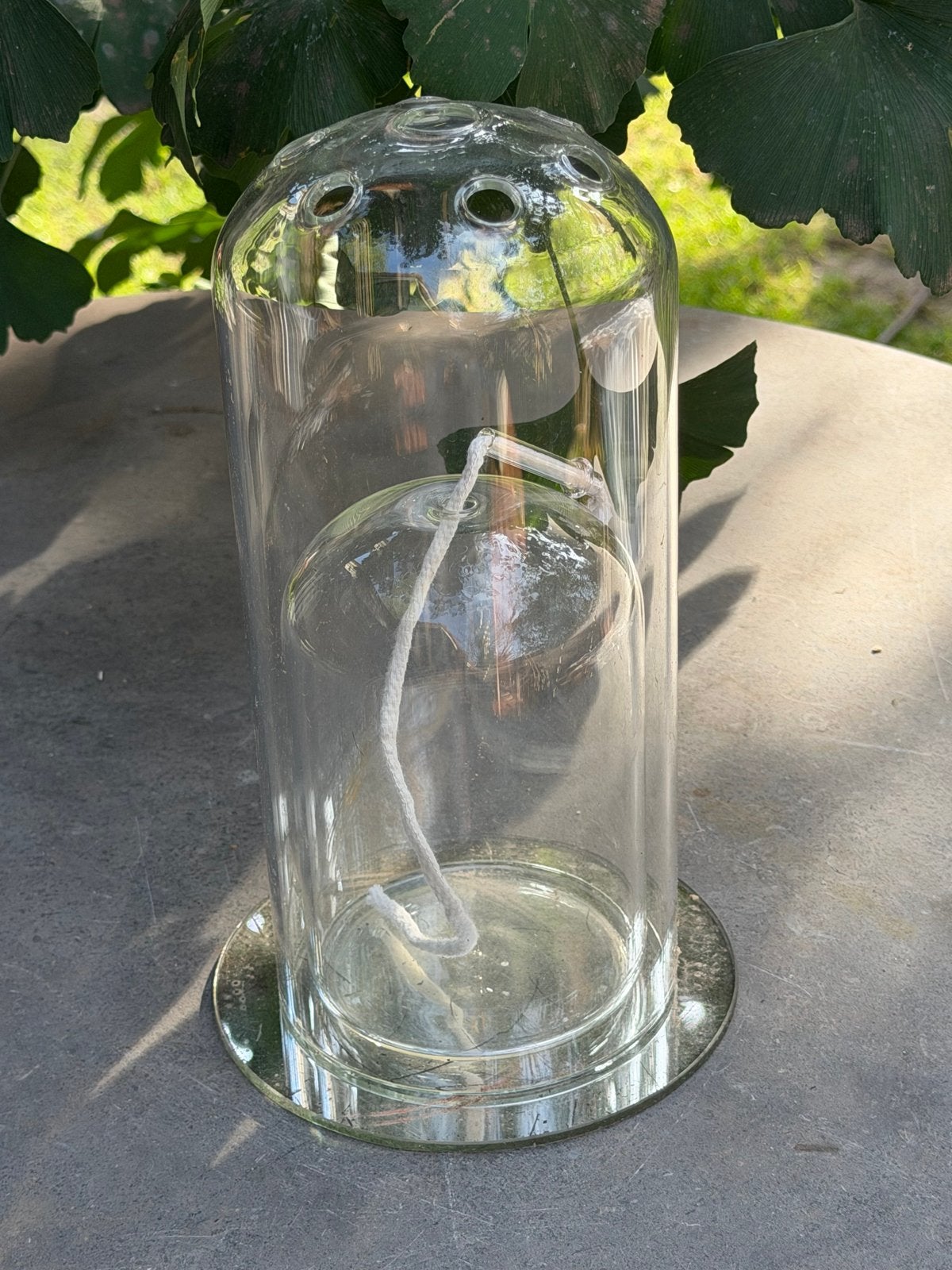 Glazen olielamp met lonten, Antiek en Kunst, Ophalen of Verzenden