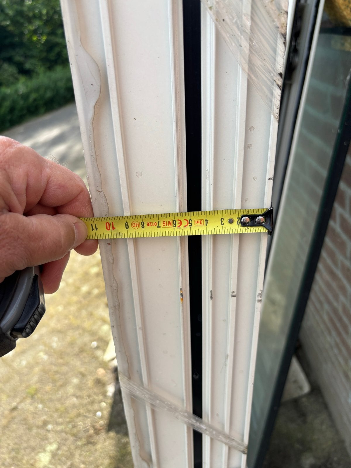 Aluminium Schuifpui Wit - 279,8cm breed x 241,2cm hoog, Ophalen, Gebruikt, Buitendeur, Schuifdeur