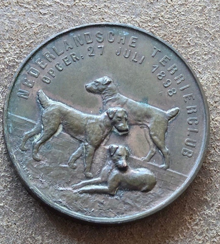 Bronzen Penning Nederlandse Terriervereniging 1906, Ophalen of Verzenden, Brons, Nederland