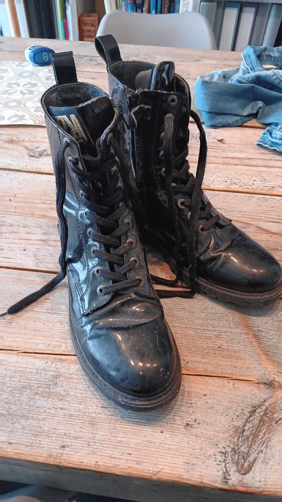 Lakleren stoere zwarte boots Red Rag maat 37, Zwart, Ophalen of Verzenden, Red Rag, Gedragen