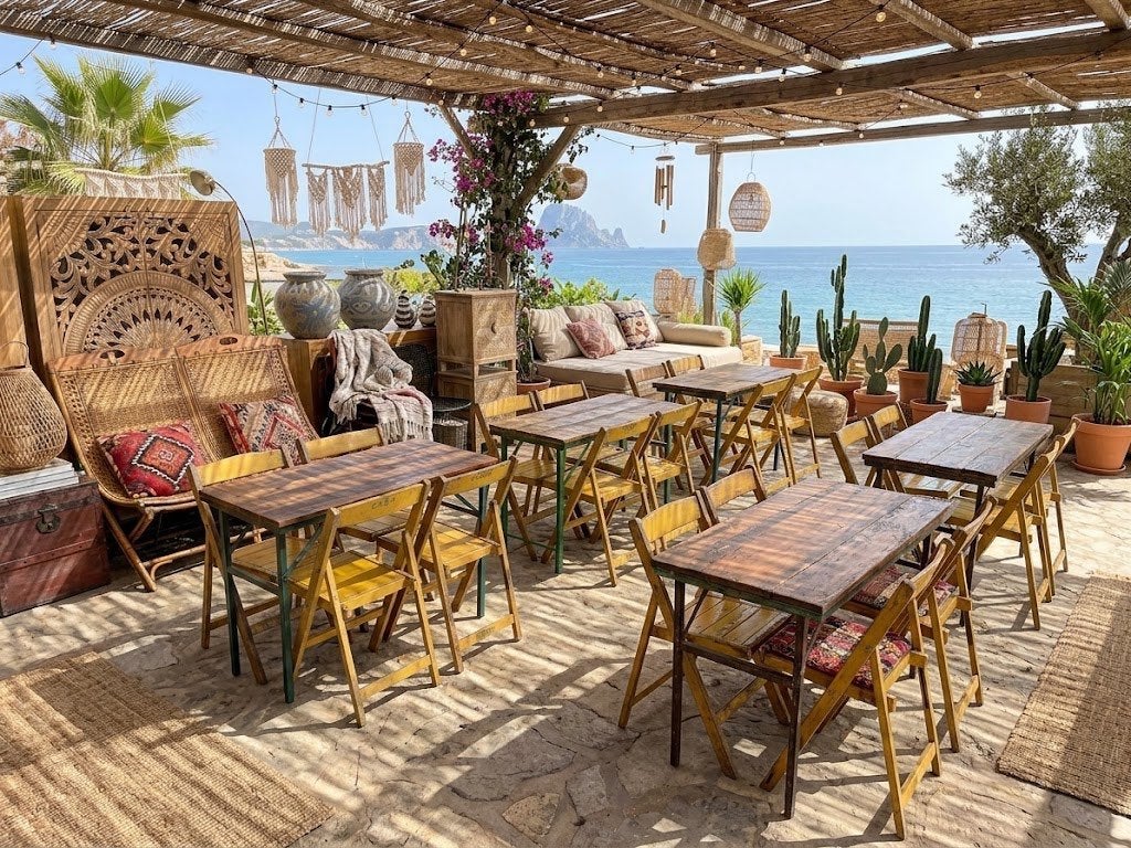 8 Oude inklapbare Cafe tafels/bistrotafels/eettafels India, Gebruikt, 100 tot 150 cm, Ibiza/Boho/Botanisch/Industrieel/Vintage