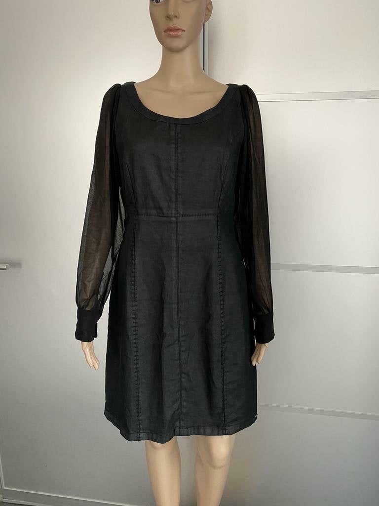 G68 Superstar: maat 38=M jeans-jurk gecoat spijker zwart, Kleding | Dames, Jurken, Maat 38/40 (M), Zwart, Ophalen of Verzenden