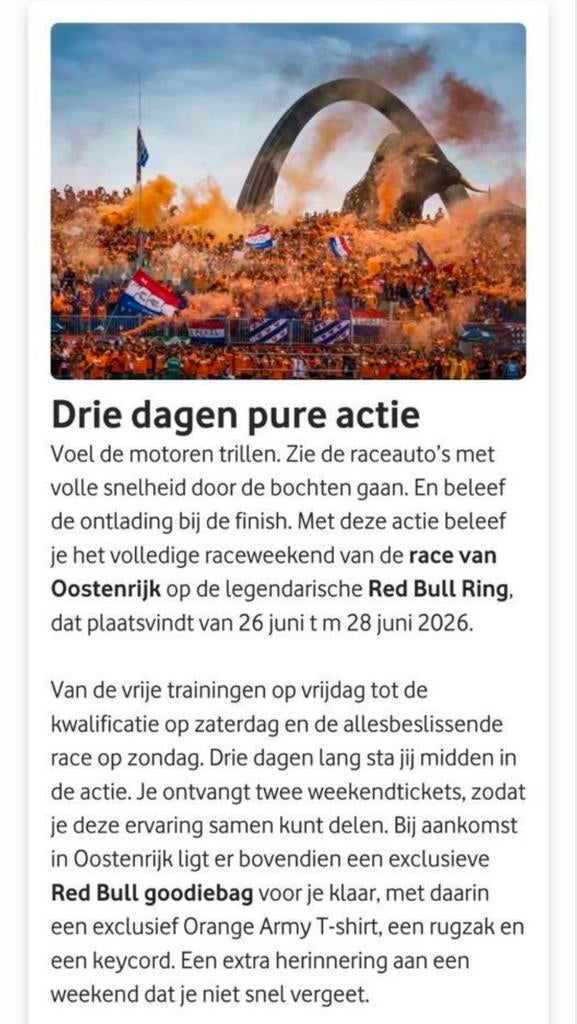 2x F1 weekend tickets GP Oostenrijk, Twee personen, Meerdaags