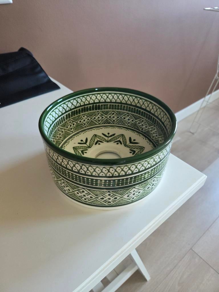 Nieuwe Marokkaanse keramische wasbak, Ø 21.5 cm, Ophalen of Verzenden, Nieuw, Steen, Wastafel