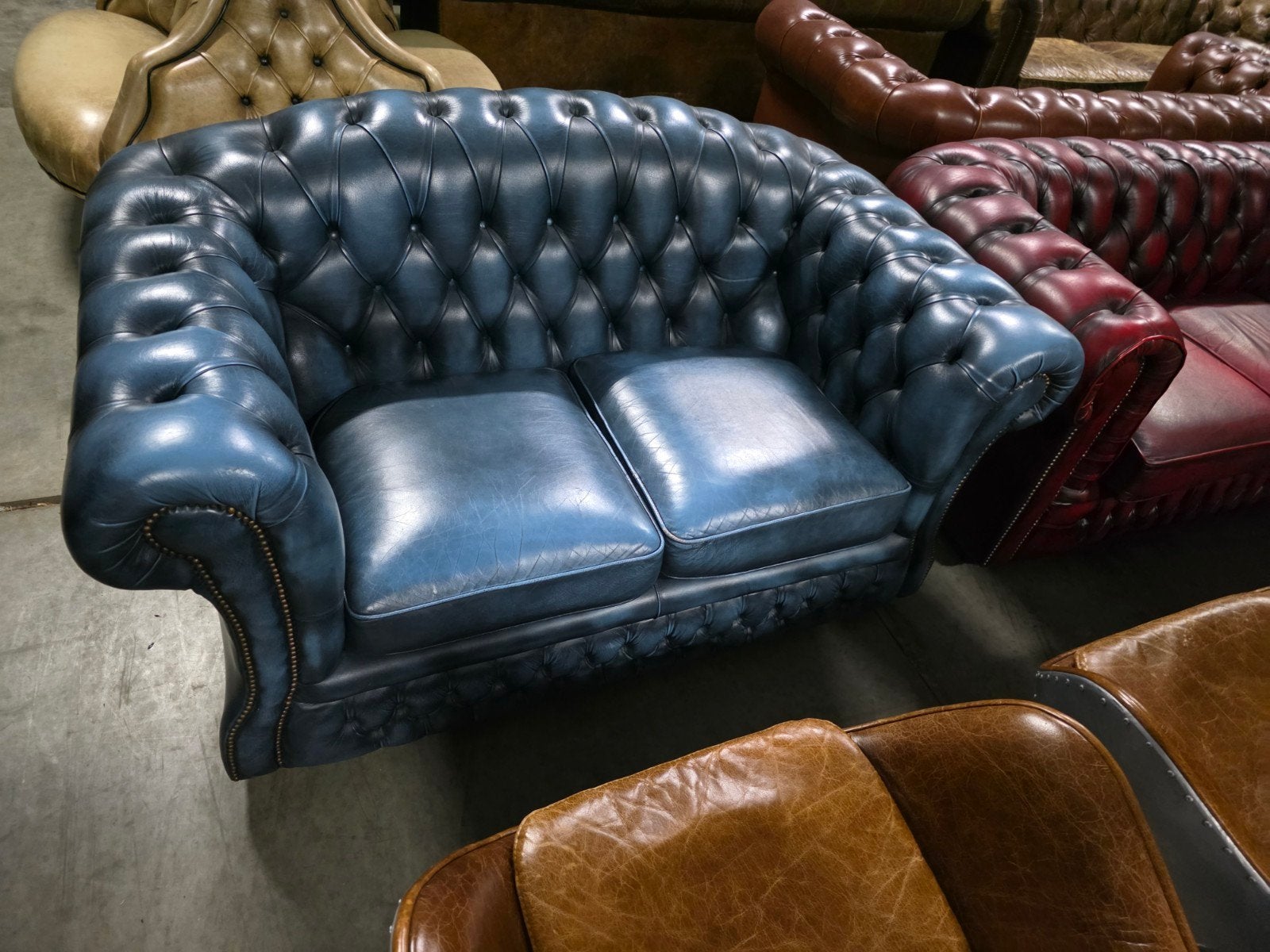 Chesterfield Springvale bank 2 zit leer + GRATIS BEZORGING, Gebruikt, ., 150 tot 200 cm, Chesterfield