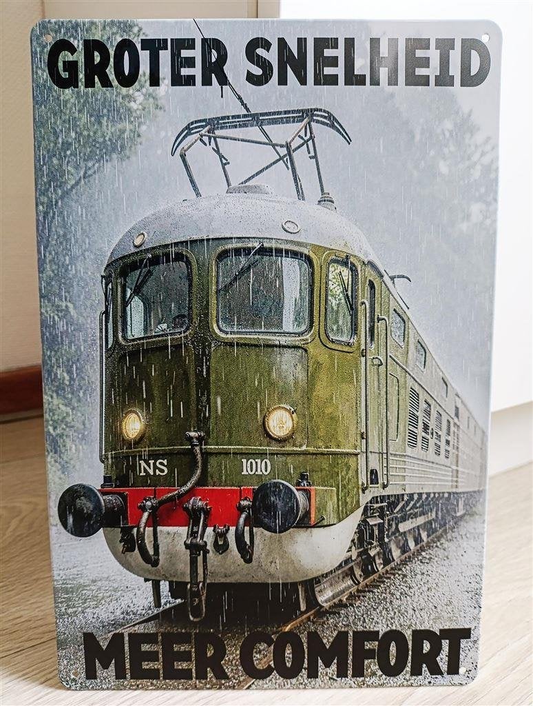 Groter Snelheid Meer Comfort NS | Metalen Wandbord, Verzenden, Nieuw, Trein, Overige typen