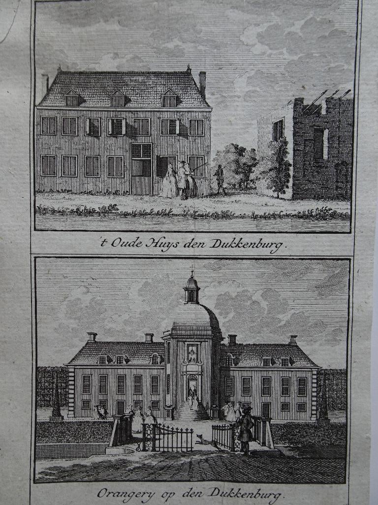 gravure oude huis orangerie dukenburg nijmegen, C.Pronk 1731, Verzenden, Stadsgezicht, Gravure, Origineel