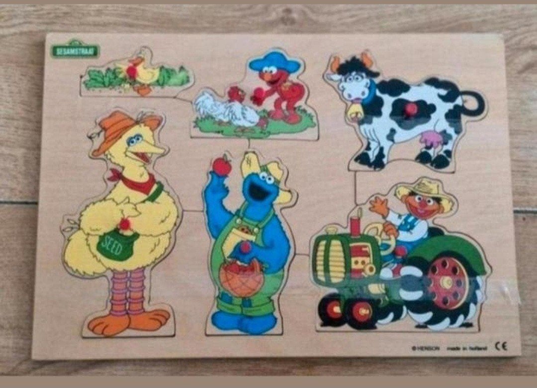 Henson Houten puzzel Sesamstraat, Ophalen of Verzenden, 10 tot 50 stukjes, Zo goed als nieuw