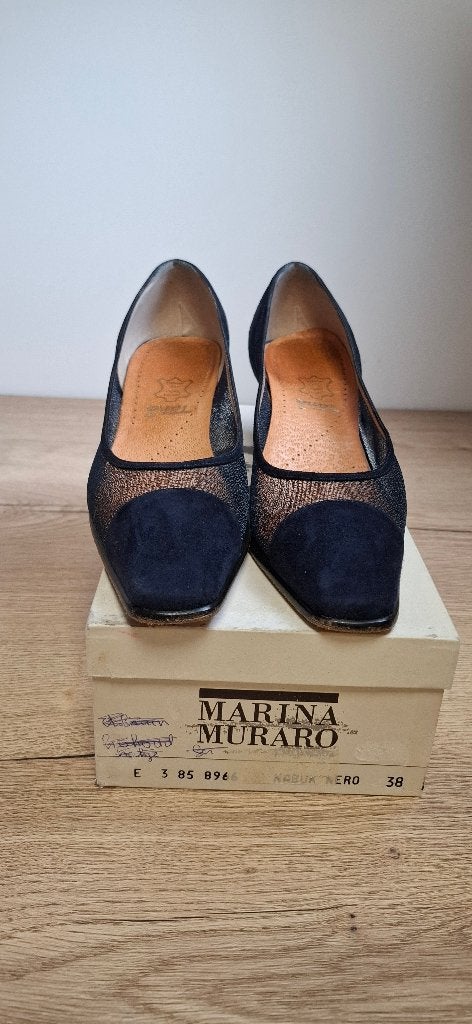 Vintage Italiaanse Pumps Marina Muraro - Maat 38 (opknapper), Blauw, Onbekend, Zo goed als nieuw, Onbekend