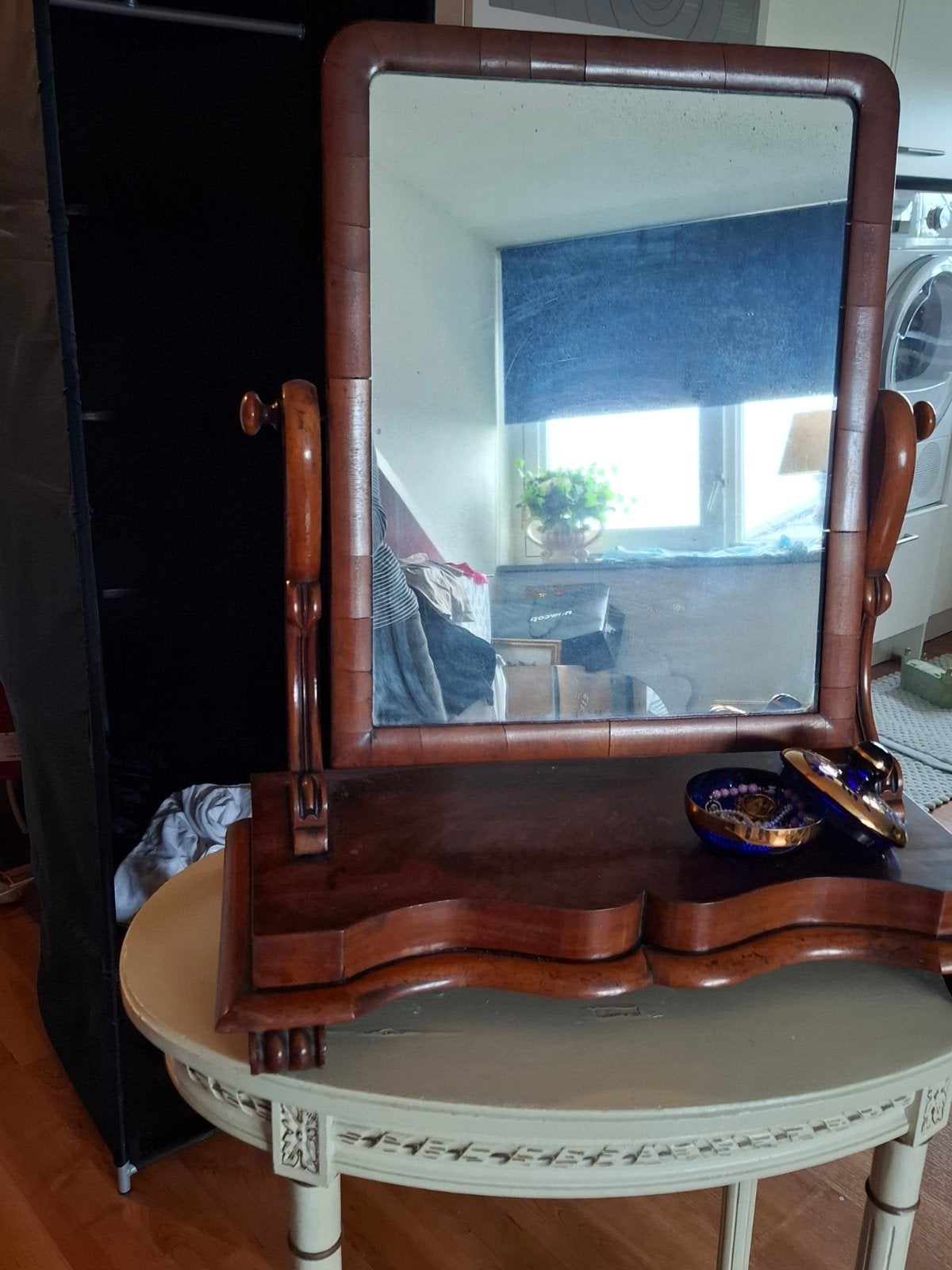 mooie oude kaptafel met draaibare spiegel, Antiek en Kunst, Ophalen, 50 tot 100 cm, Minder dan 100 cm