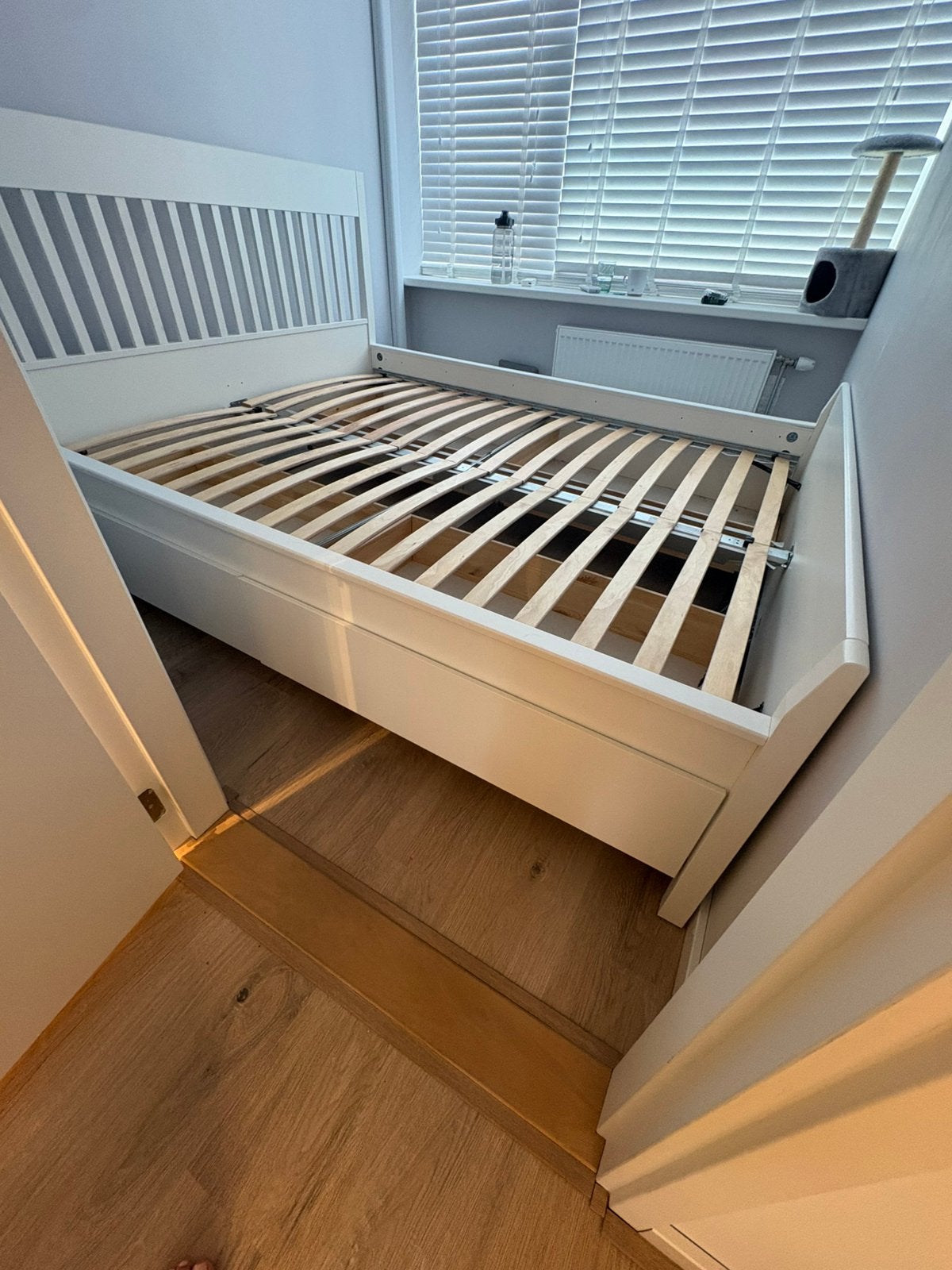 Ikea bed met 4 lades zonder matras, Ophalen, Gebruikt, Wit, Tweepersoons