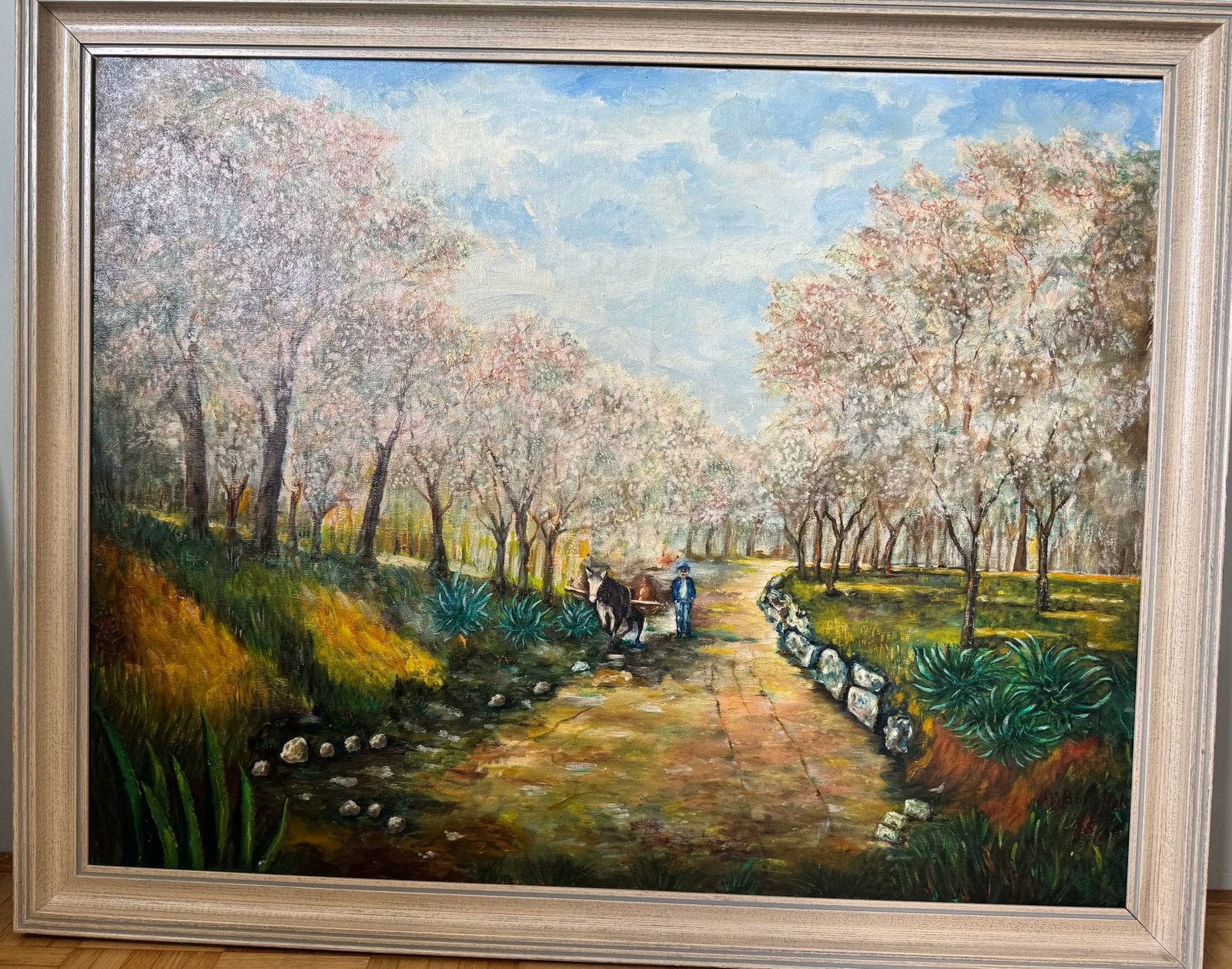 Schilderij Bloesembomen in Portugal van H.J.J. Borghols, Antiek en Kunst, Kunst | Schilderijen | Klassiek, Ophalen