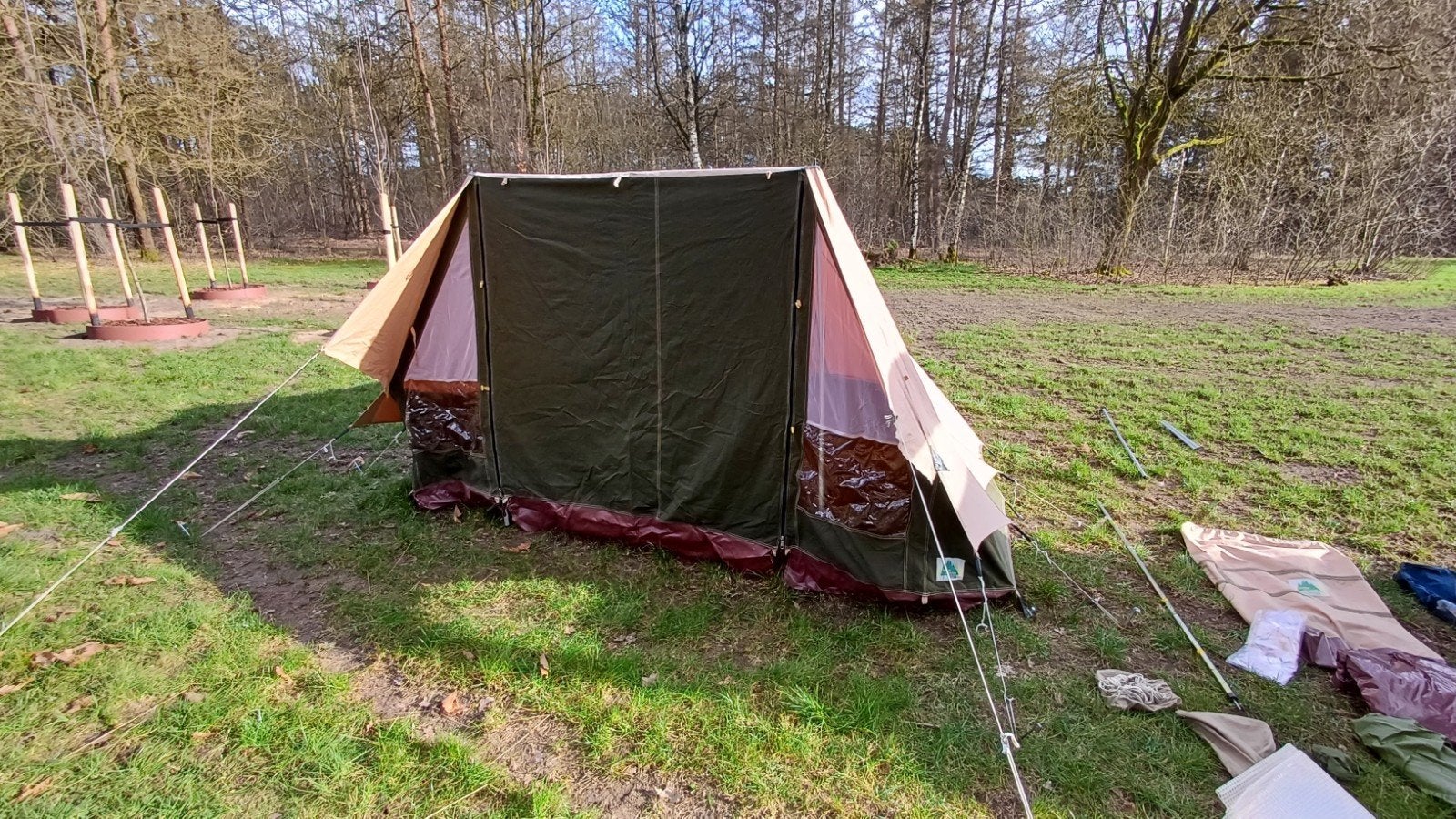 FLORIDA FREETIME  VINTAGE KATOENEN TENT> €30, Caravans en Kamperen, Ophalen, Gebruikt, Tot en met 4