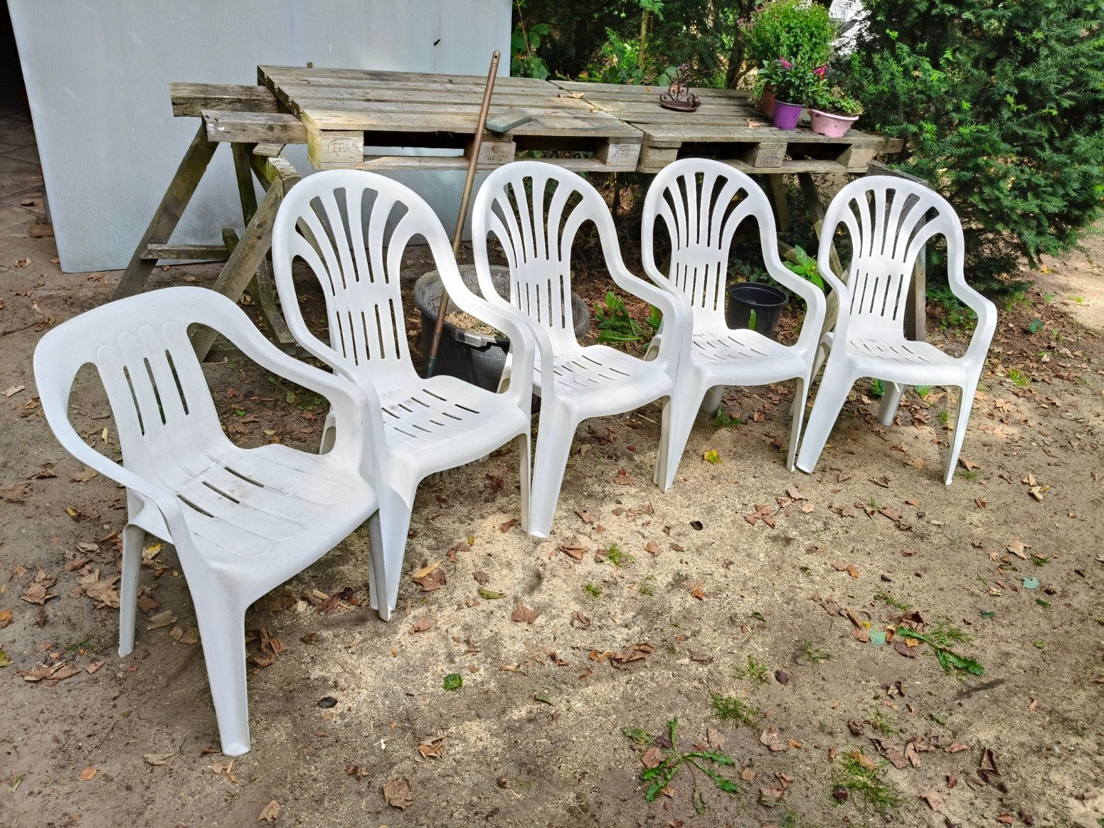 gratis tuinstoelen. 5 stuks, Ophalen, Gebruikt, Kunststof