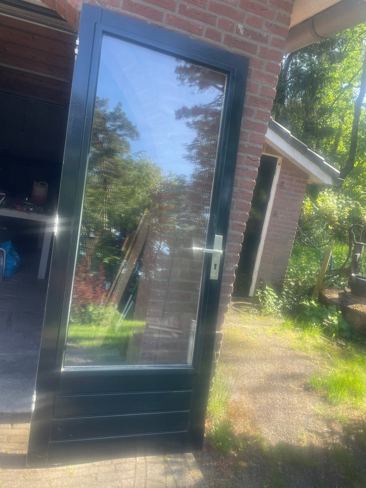 Moderne buitendeur / achterdeur met glas - zware kwaliteit, Ophalen, Gebruikt, Buitendeur, 200 tot 215 cm