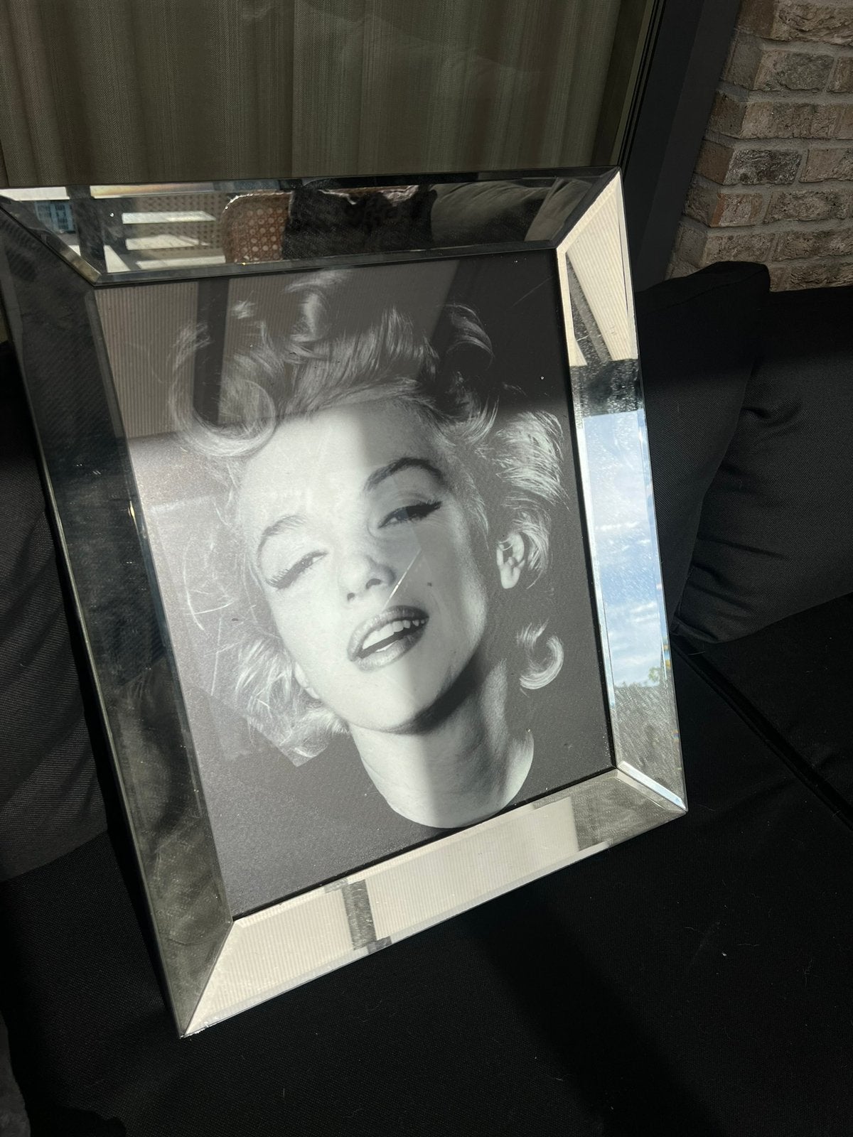 Marilyn Monroe, Ophalen of Verzenden, Zo goed als nieuw, Zwart, Spiegellijst