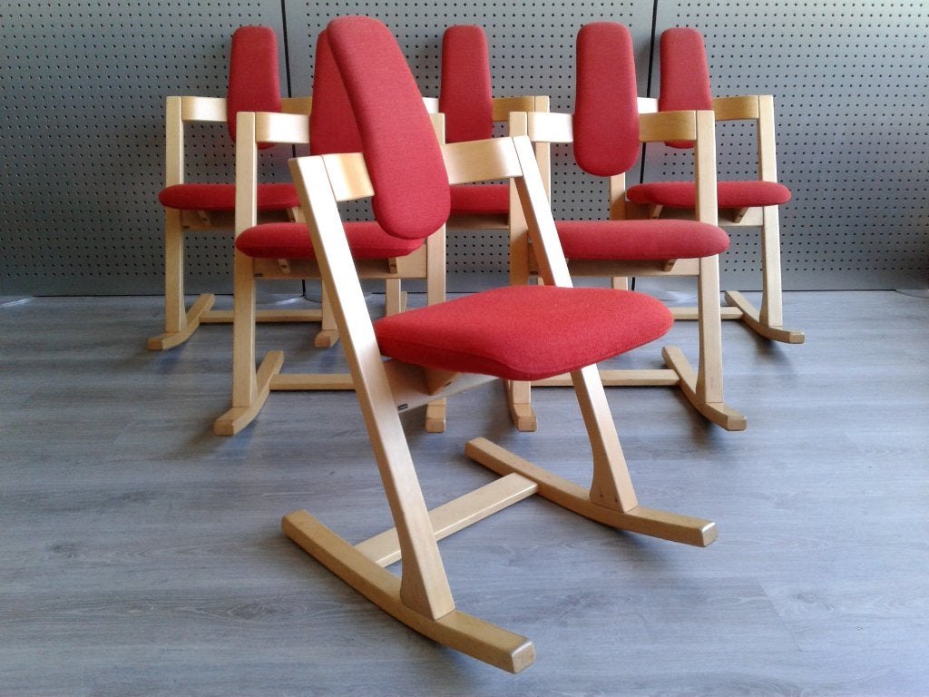 Set van 6x Variér (Stokke) Pendulum (Rood), Zeer Goed!, Gebruikt, Ophalen of Verzenden, Variér, Vijf, Zes of meer stoelen