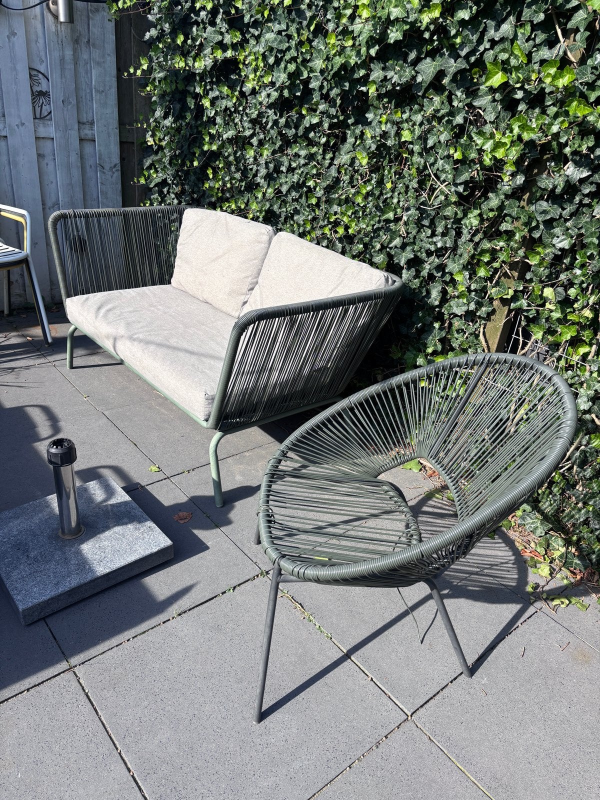 Tuinbank en tuinstoel (set), Tuin en Terras, Ophalen, Gebruikt, Metaal