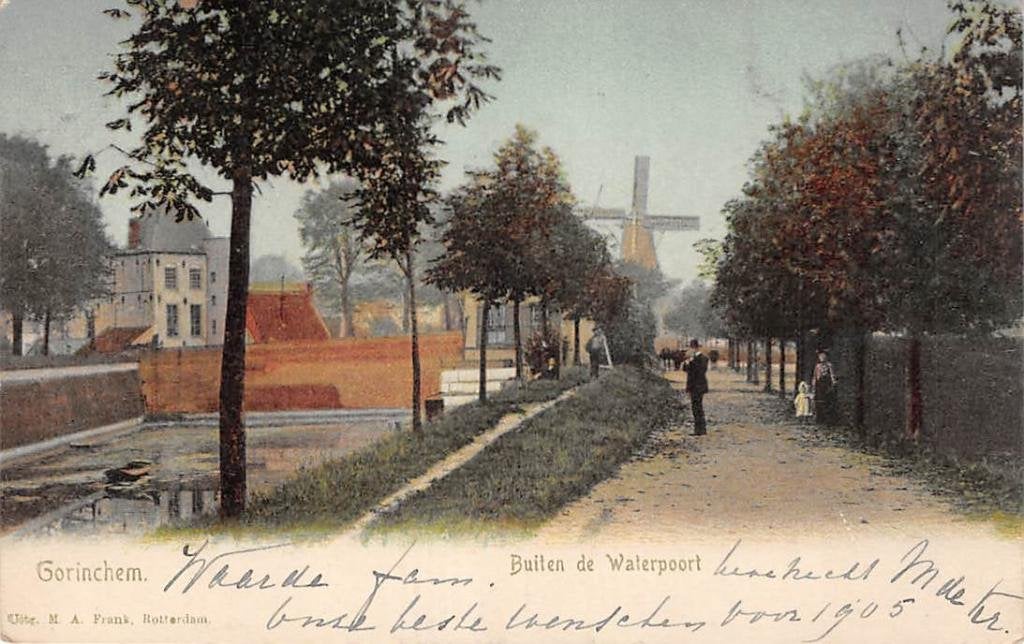 Gorinchem Buiten Waterpoort Molen Tol kazerne Duivelsgracht, Ophalen of Verzenden, Voor 1920, Gelopen, Zuid-Holland