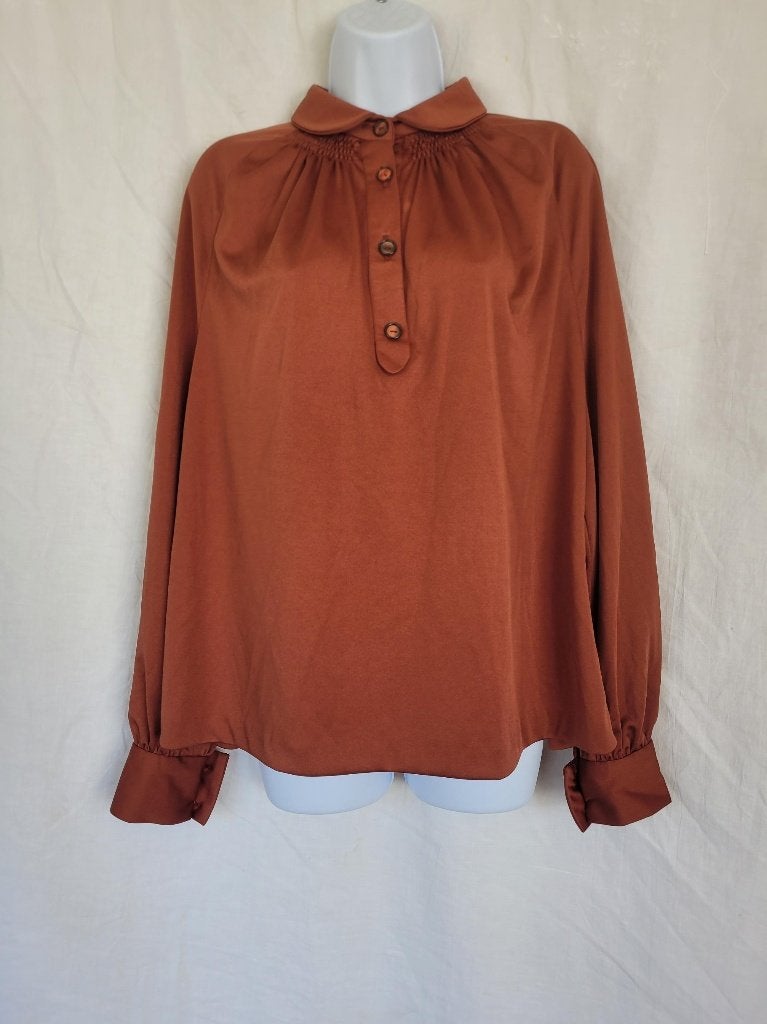Leuke bruine ouderwetse damesblouse mt L, Carnaval, ., Maat 42/44 (L), Ophalen of Verzenden