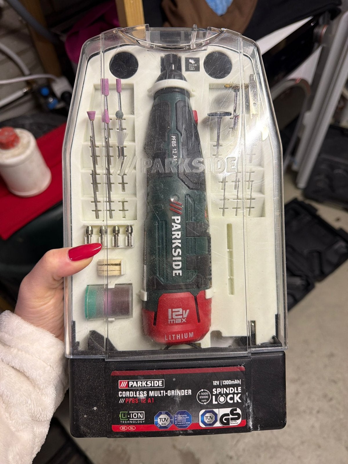 Parkside Accu Multitool PFBS 12 A1 met accessoires, Ophalen, Zo goed als nieuw