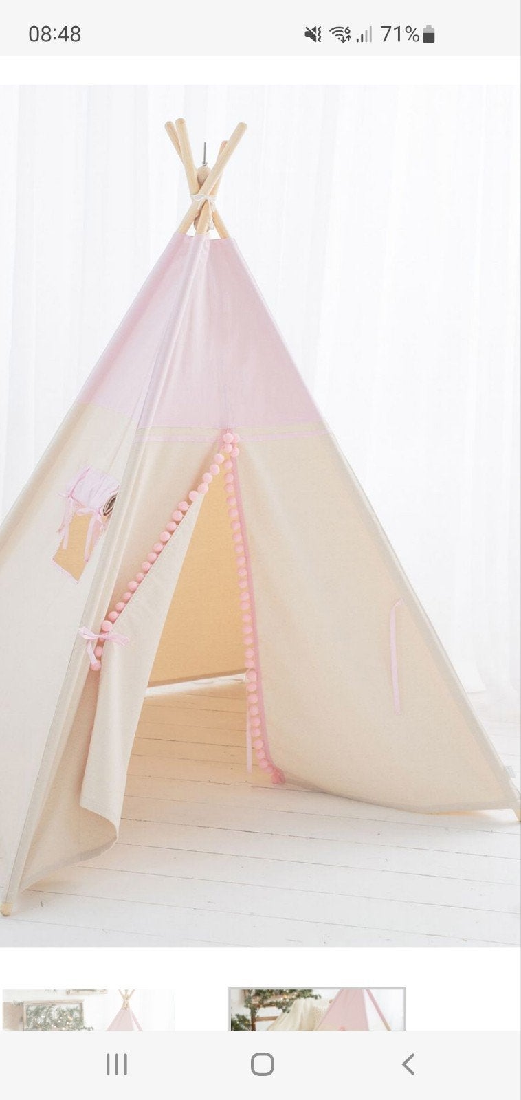 Roze en beige kinder tipi tent, Ophalen, Nieuw