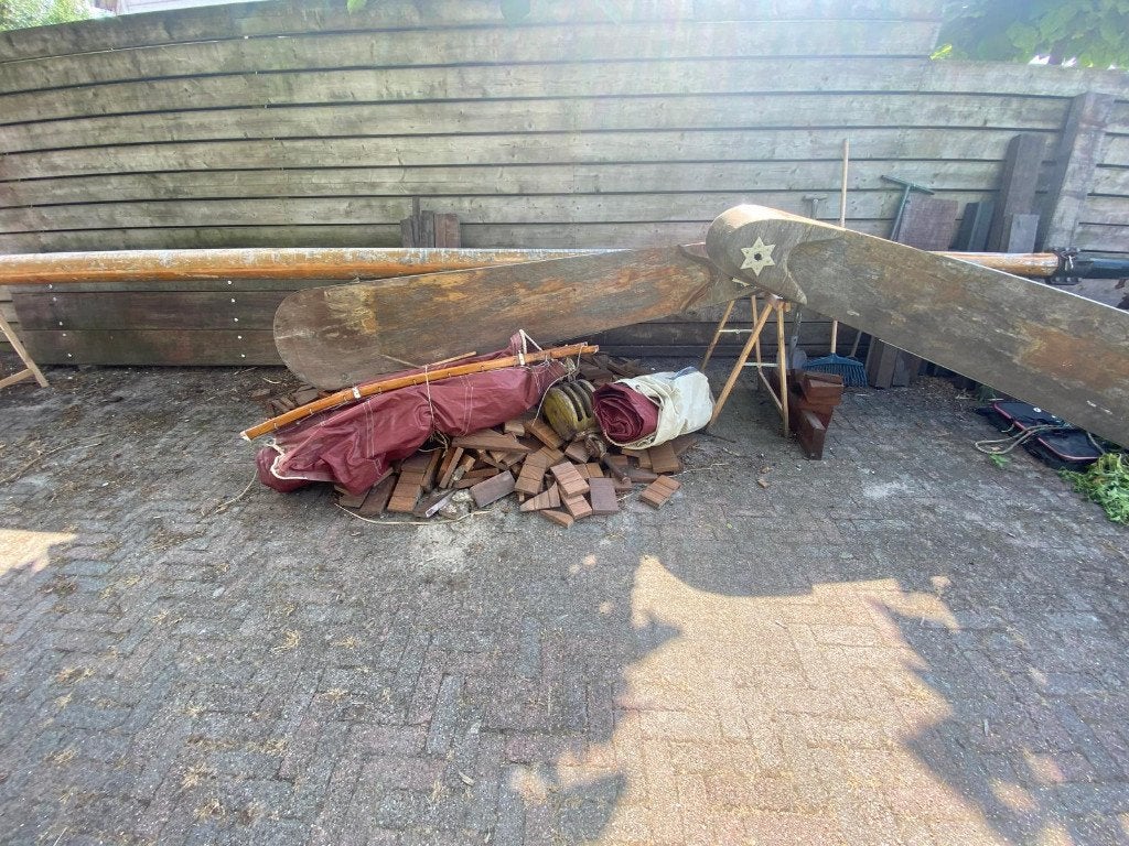 Grundel (platbodem)accesoires: mast, zeilen en zwaarden, Ophalen, Gebruikt, Tuigage en Masten, Zeilboot