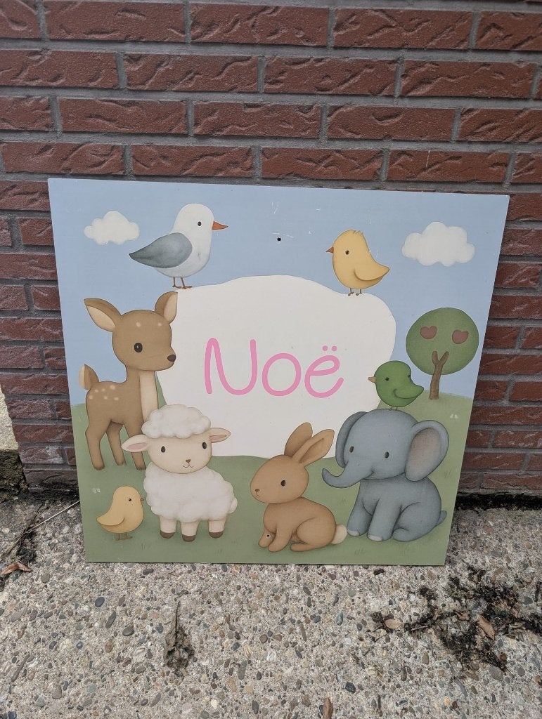 Geboortebord Babydieren, Ophalen, Zo goed als nieuw, Geboortebord