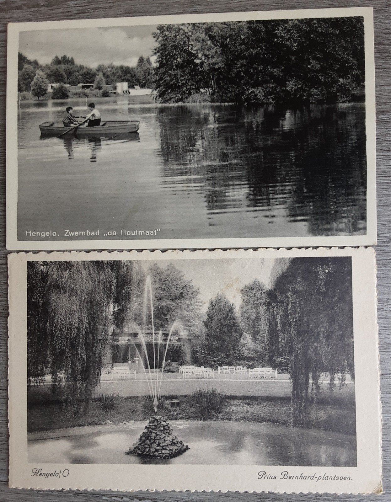 Hengelo: Zwembad de Houtmaat & Prins Bernhard plantsoen (2x), Verzamelen, Ophalen of Verzenden, 1940 tot 1960, Ongelopen, Overijssel