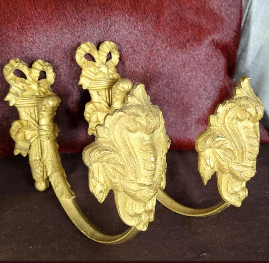 Antieke vuurvergulde empire embrasses / gordijnhaken, Antiek en Kunst, Ophalen of Verzenden