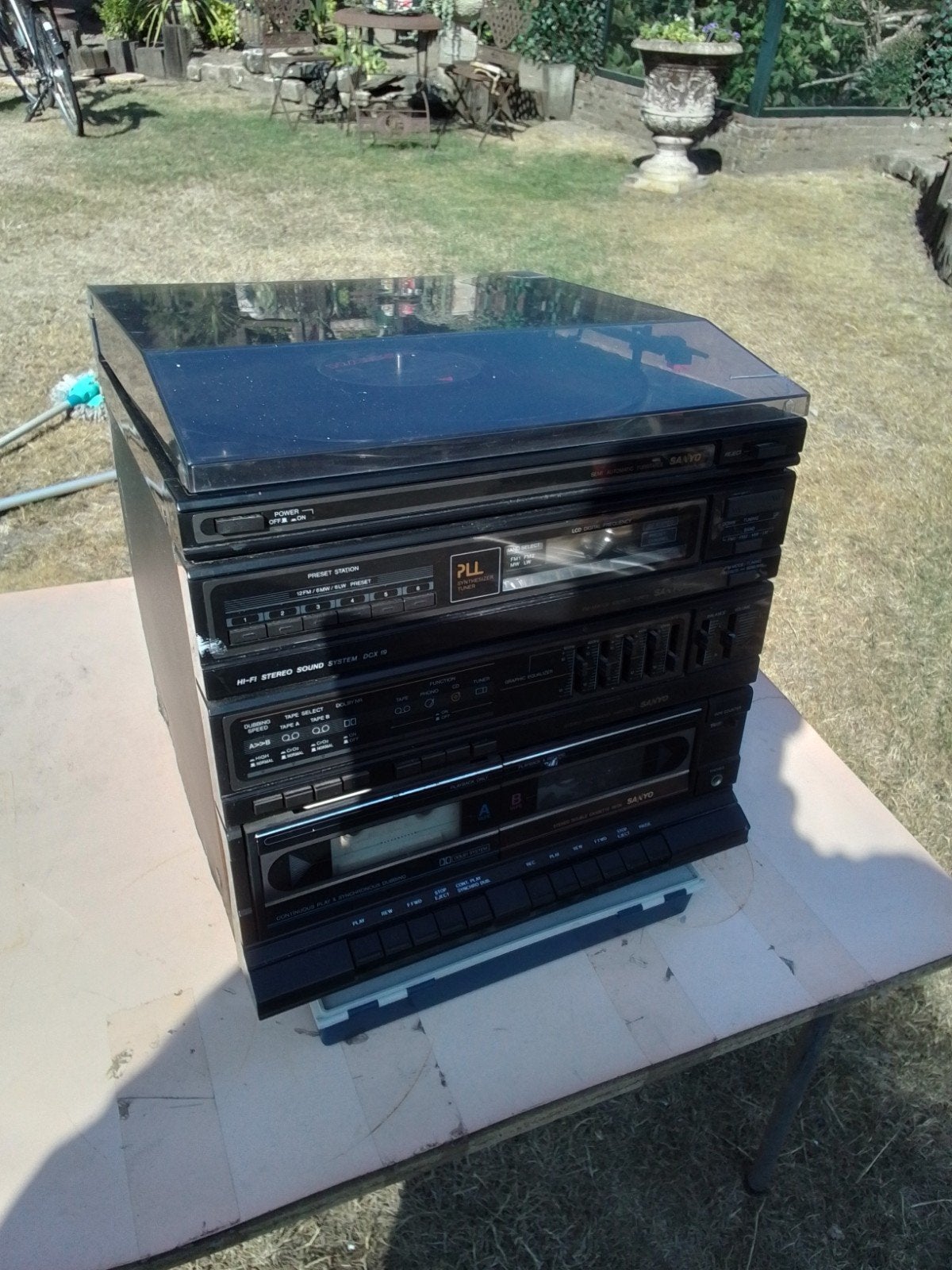 16554) SANYO sterio toren met pickup  dubbel casette enz, Audio, Tv en Foto, Stereo-sets, Ophalen of Verzenden, Overige merken