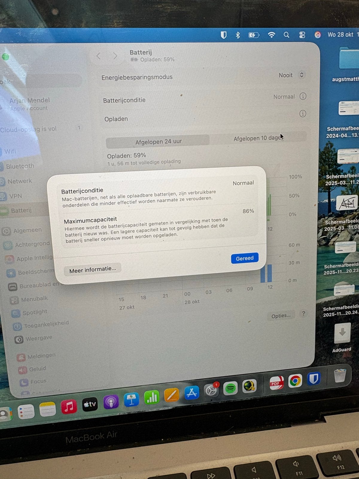 MacBook Air M1, Ophalen, 256 GB, Qwerty, 8 GB
