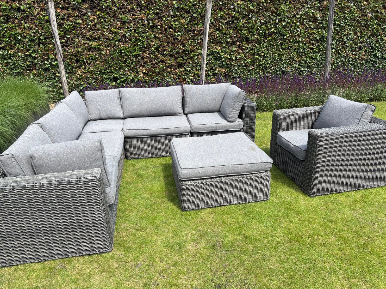 Loungeset grijs, Ophalen, 6 zitplaatsen, Loungeset, Wicker