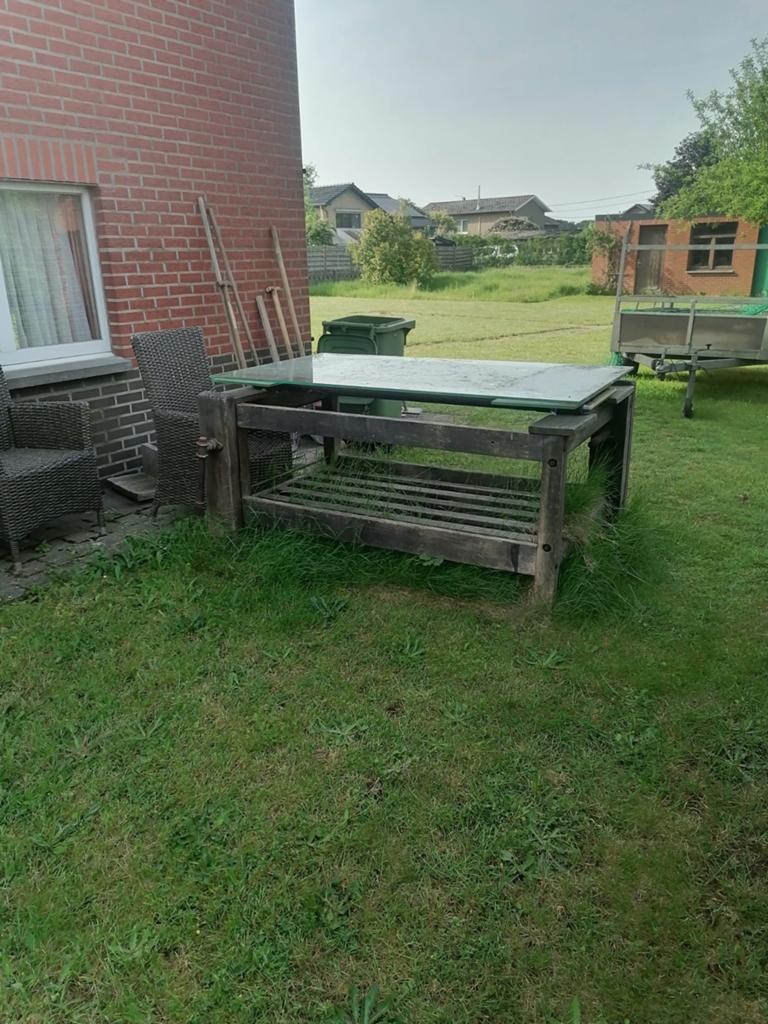 Gratis Tuintafel Werkbank Stoelen, Ophalen, Gebruikt, Rechthoekig