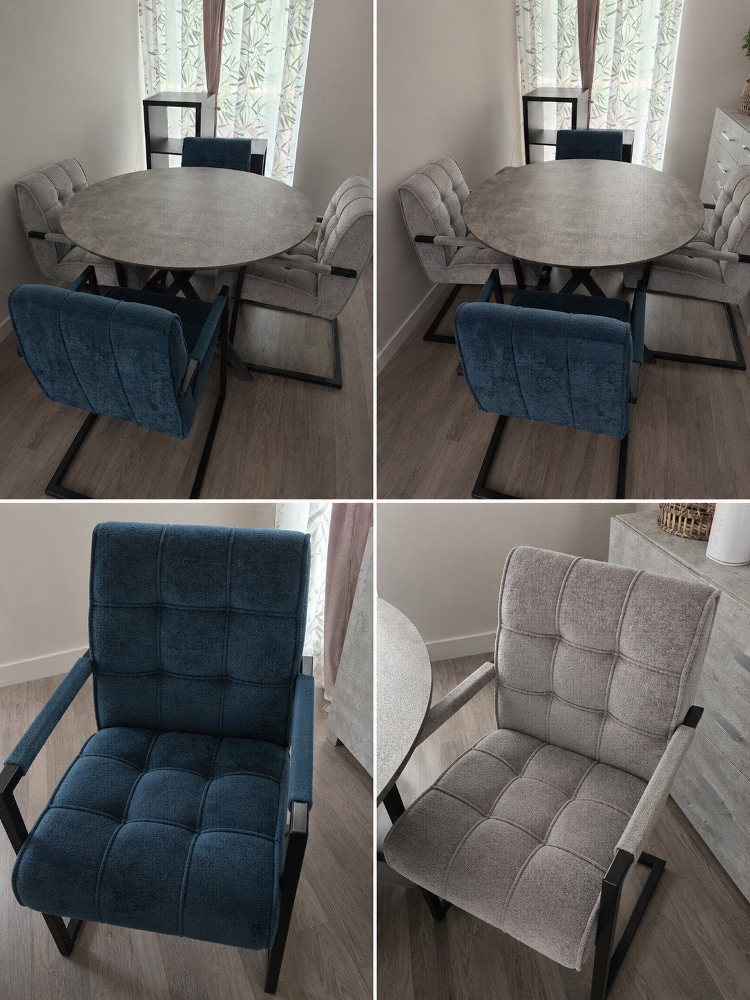 Eettafel met 4 stoelen (kattenhaaltjes), Ophalen, Gebruikt, 50 tot 100 cm, Rond