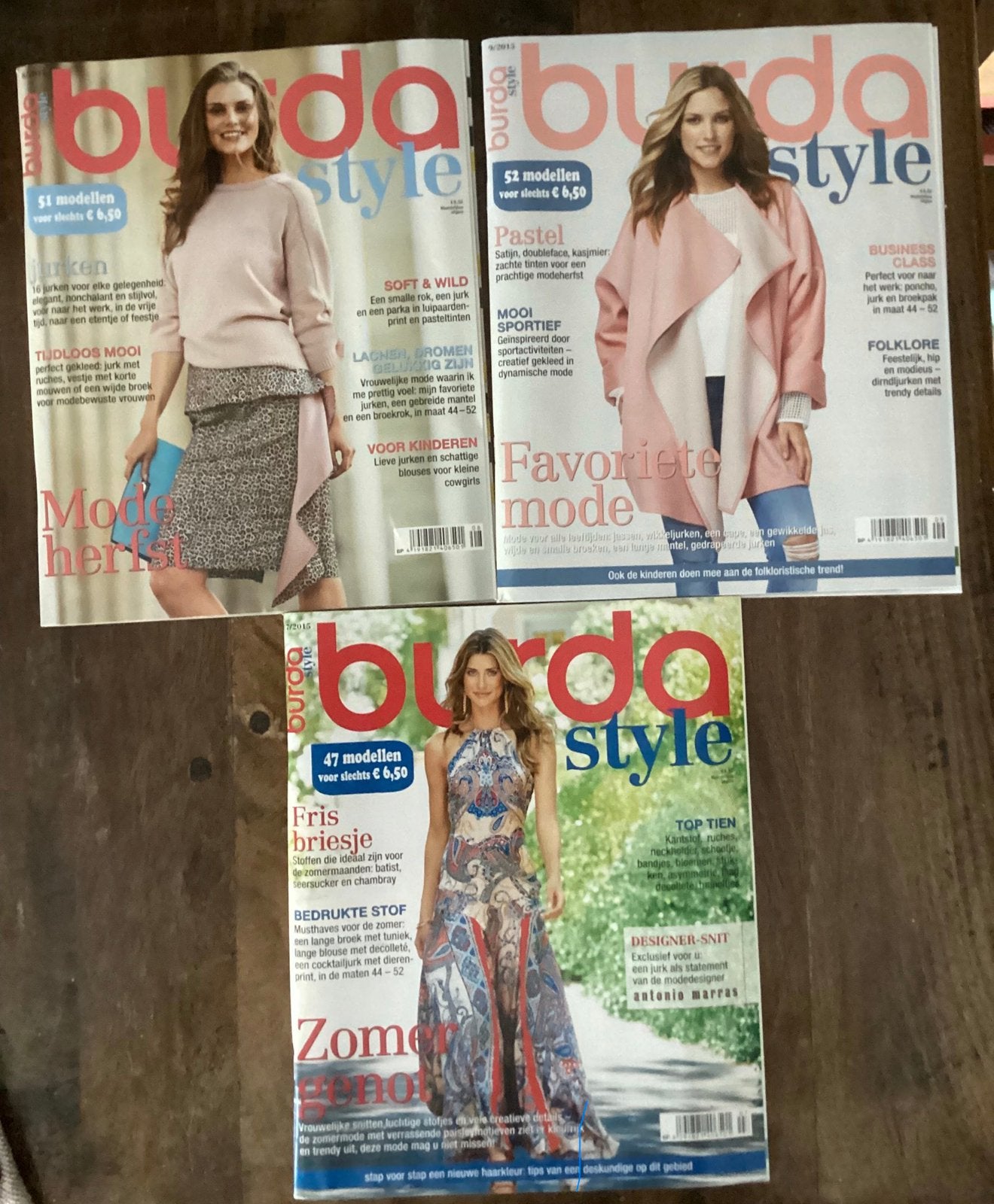 3x Burda Style naaitijdschriften, 7-8-9 2015, Ophalen of Verzenden, Zo goed als nieuw, Vrouw, Burda