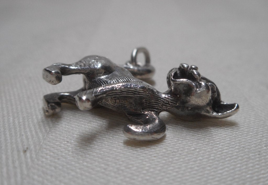 Zilveren massieve vintage hanger poes nr.1018, Verzenden, Zo goed als nieuw, Zilver, Dier