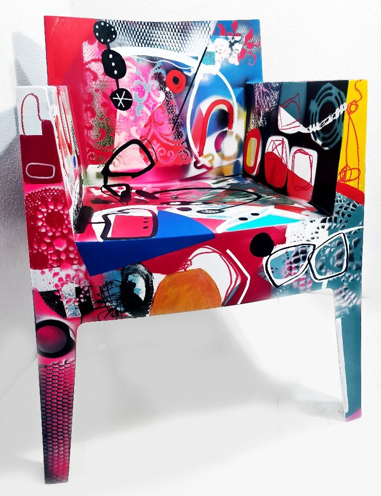 Unieke Pop Art Stoel - Handgeschilderd door Jack Soro, Antiek en Kunst, Meerkleurig, Ophalen of Verzenden, Handgemaakt, Stoel