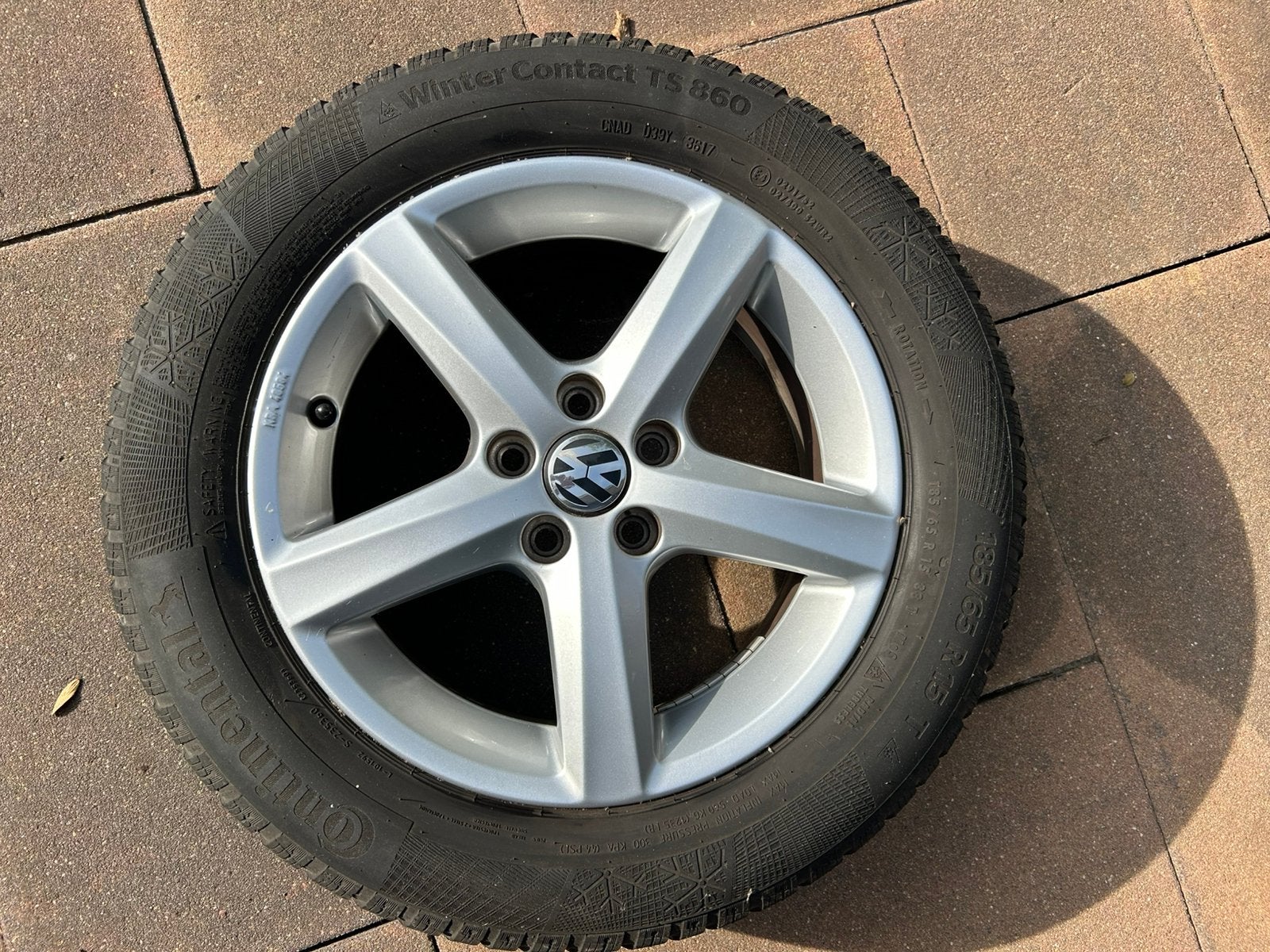 Winterbanden met lichtmetalen velgen VW Polo, Auto-onderdelen, Ophalen, Gebruikt, 15 inch, Banden en Velgen