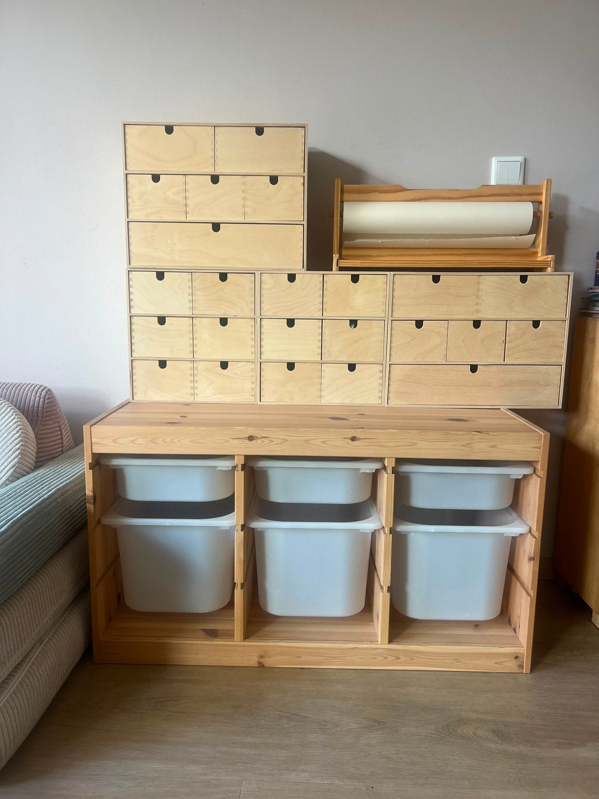 Ikea Trofast + Ikea Moppe bureaukastjes, Ophalen, 50 tot 100 cm, Zo goed als nieuw, Minder dan 100 cm