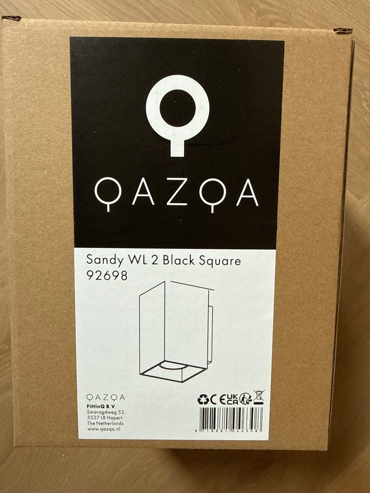 2x Up and down light - QAZQA Sandy WL 2 Black Square (Nieuw), Ophalen, Nieuw, Metaal