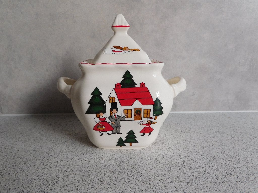 Suikerpot Marsten Madrajji 1983 Christmas Village Mason's, Huis en Inrichting, Overige merken, Keramiek, Overige typen, Vintage