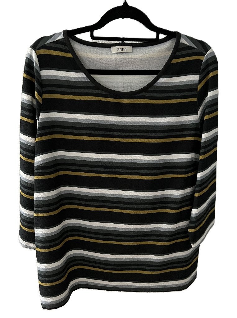 ANNA van Toor gestreepte top XXL zwart oker kit, Maat 46/48 (XL) of groter, ANNA van Toor, Zo goed als nieuw, Lange mouw
