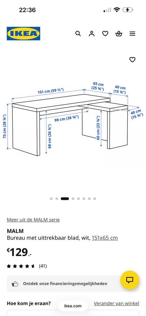 Ikea Malm bureau zwart, uitschuifbaar blad, Ophalen, Gebruikt, Spaanplaat of MDF, IKEA