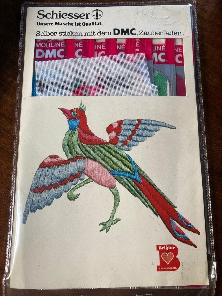 Uniek vintage borduurpakket Schiesser - DMC, Ophalen of Verzenden, Nieuw, Handborduren, Borduurpakket