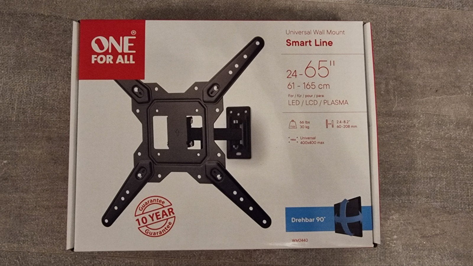 One For All Smart Line Universele TV Muurbeugel 24-65 inch, Ophalen of Verzenden, Nieuw